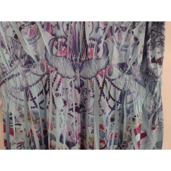 One World Live and‎ Let Live Purple Paisley Babydoll Top Size Petite Small - Picture 4 of 8